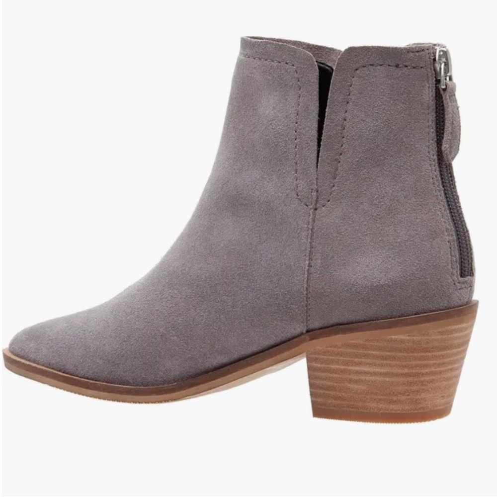 Lisa Vicky Noblex Pointed Toe Bootie Stone Grey Split Suede - Picture 3 of 6